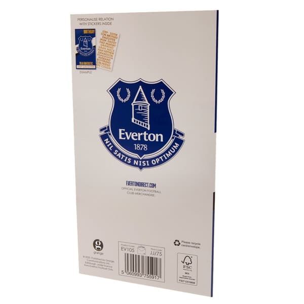 Everton FC Customisable Birthday Card With Stickers