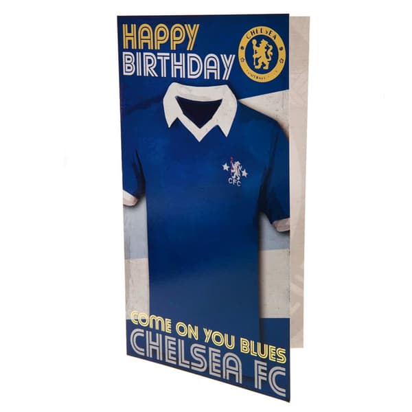 Chelsea FC Retro Birthday Card Blue/Gold/White 22cm x 12cm