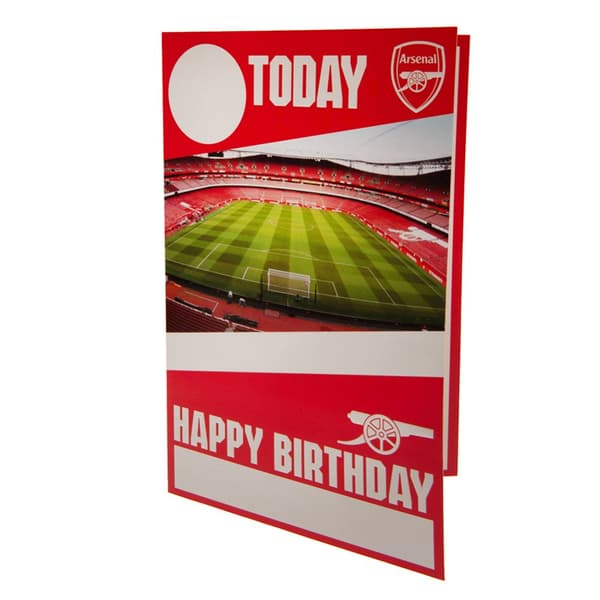 Arsenal FC Birthday Card With Stickers Red/Gold/White 22cm x 15cm