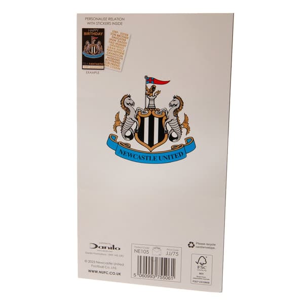 Newcastle United FC Customisable Birthday Card With Stickers