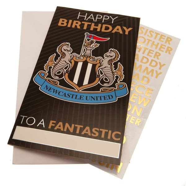 Newcastle United FC Anpassningsbart födelsedagskort med klistermärken Black/White/Gold One Size