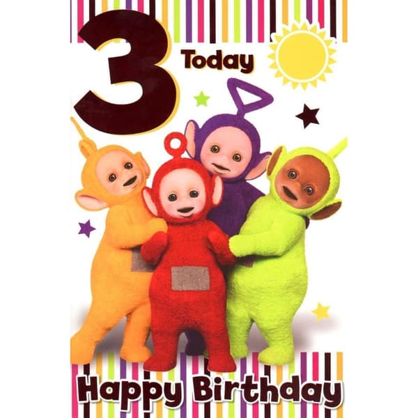 Teletubbies 3rd Birthday Greetings Card Multicoloured One Size