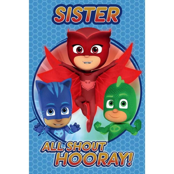 PJ Masks Sister Characters Birthday Card Blue/Red/Green One Size