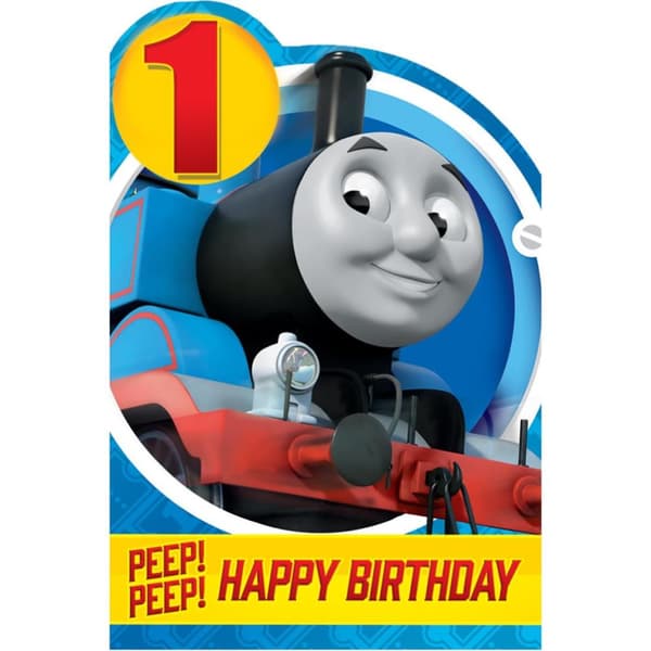 Thomas & Friends Peep Peep 1:a födelsedag gratulationskort Blue/Red One Size