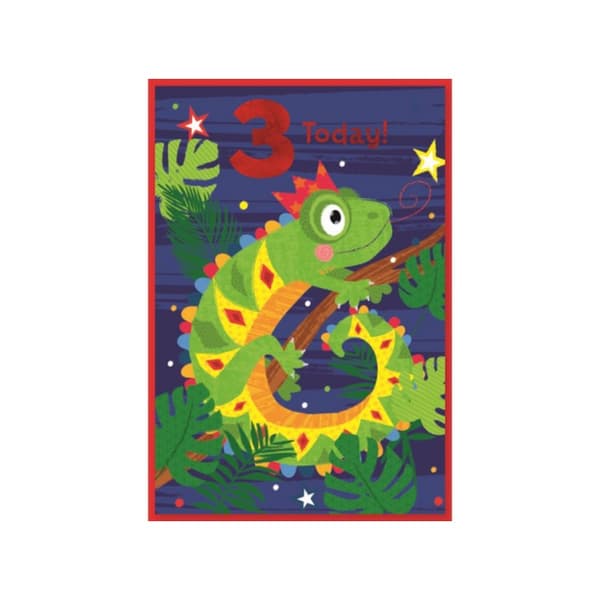 Simon Elvin Chameleon 3rd Birthday Greetings Card (Pack of 6) Blue/Green/Red One Size