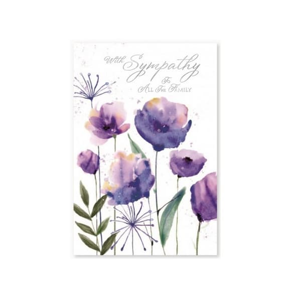 Simon Elvin With Sympathy To All My Family Greetings Card (Pack of 6) White/Purple/Green One Size