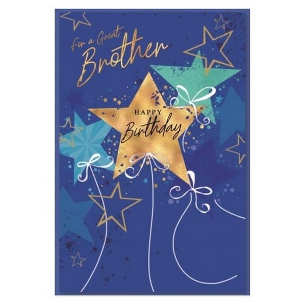 Simon Elvin For A Great Brother Star Greetings Card (Pack of 6) Blue/Gold/Green One Size