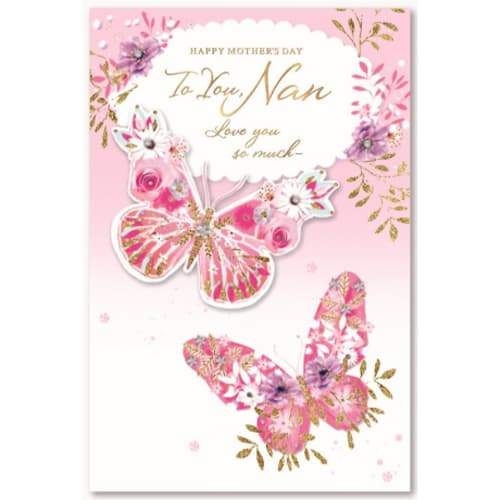 Simon Elvin To You Nan Mothers Day Greetings Card (Pack of 6) White/Pink One Size