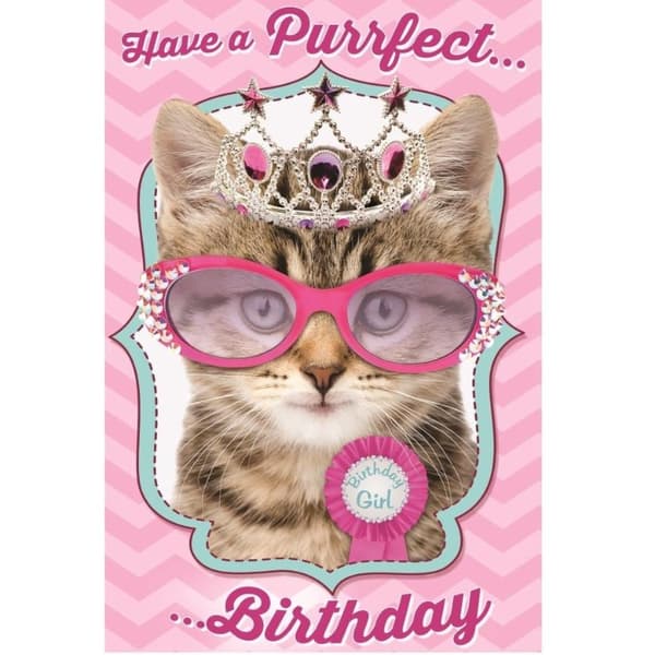 Have A Purrfect Birthday Greetings Card Multicoloured One Size