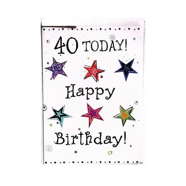 Stars 40th Birthday Greetings Card White/Multicoloured One Size