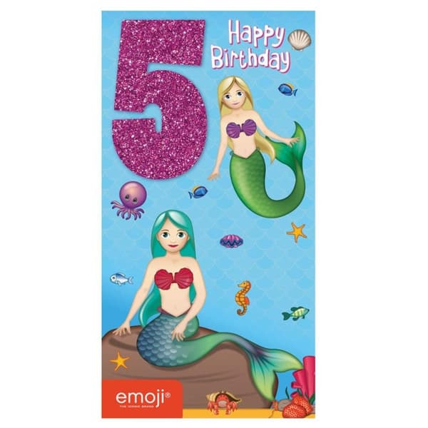 Emoji Sjöjungfru 5:e födelsedagen gratulationskort Multicoloured One Size