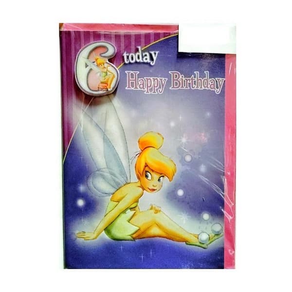 Tinkerbell 6th Birthday Greetings Card Purple/Pink/White One Size