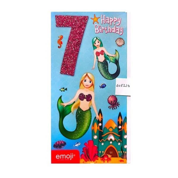 Emoji Sjöjungfru 7th Födelsedag Hälsningar Kort