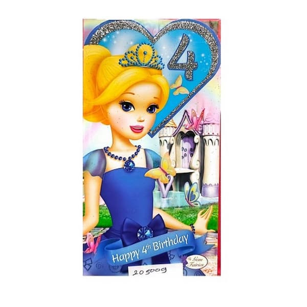 Gem Fairies Princess 4th Birthday Greetings Card Multicoloured One Size