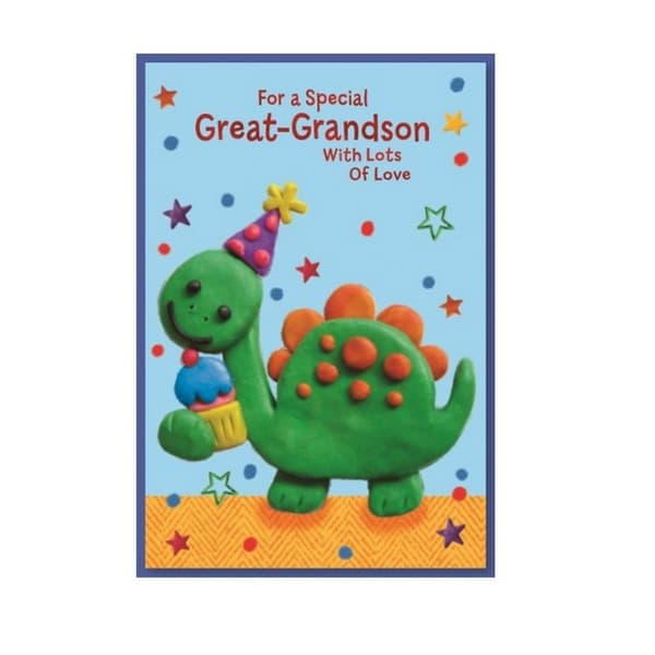 Simon Elvin For A Special Great-Grandson Dinosaur Greetings Card (Pack of 6) Multicoloured One Size