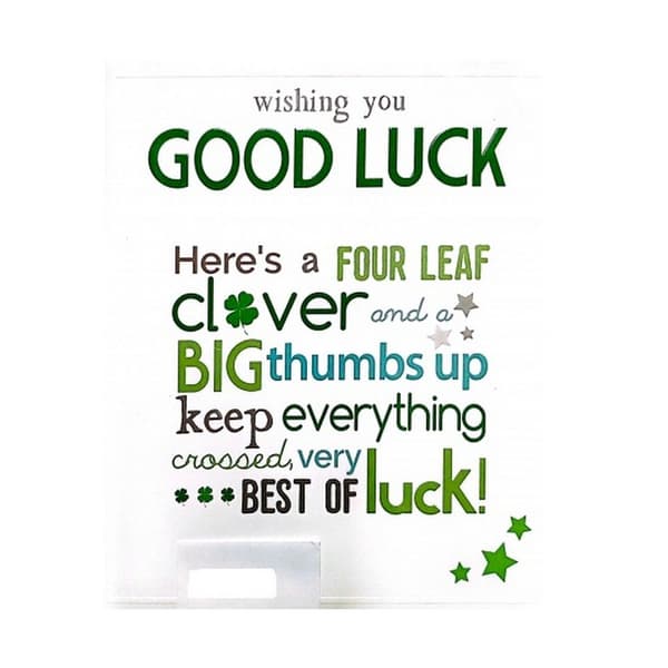 Wishing You Good Luck Greetings Card White/Green/Black One Size