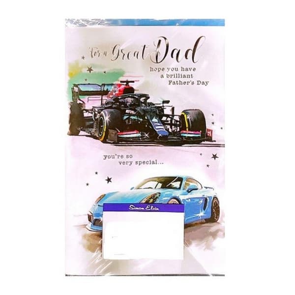 Simon Elvin For A Great Dad Sports Car Fathers Day Greetings Card (Pack of 6) White/Blue/Black One Size