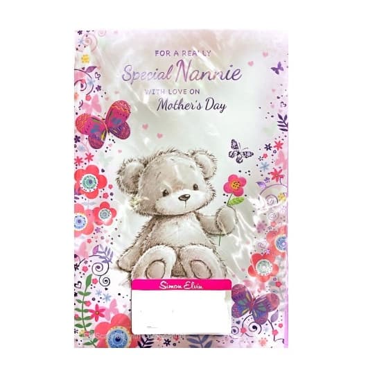 Simon Elvin Nannie Cute Butterflies Greetings Card (Pack of 6) Grey/Pink One Size