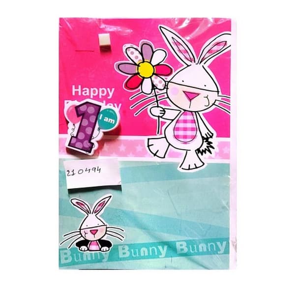 Simon Elvin I Am Bunny 1st Birthday Greetings Card Blue/Pink One Size