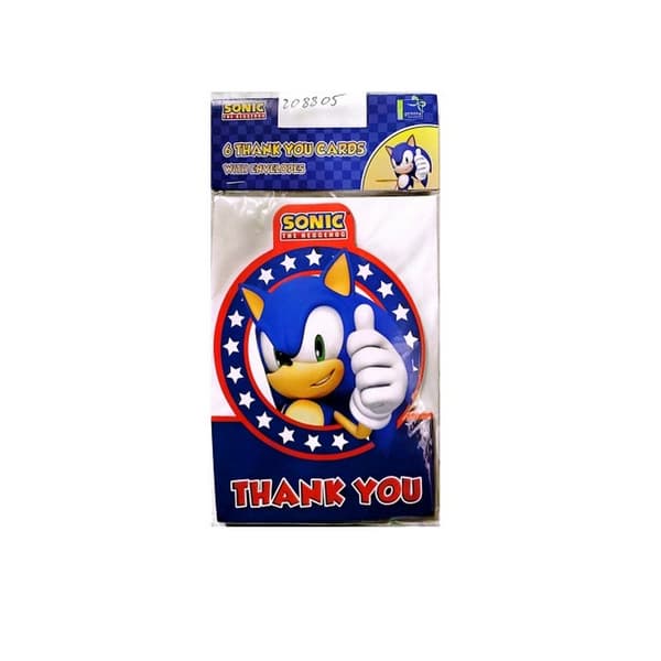 Sonic The Hedgehog Thank You Card (Pack of 6) White/Blue/Red One Size
