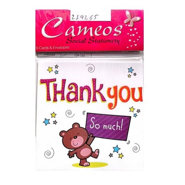 Cameos Thank You Card (Pack of 6) Multicoloured One Size