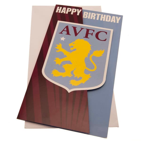 Aston Villa FC Crest Birthday Card Claret/Sky Blue One Size