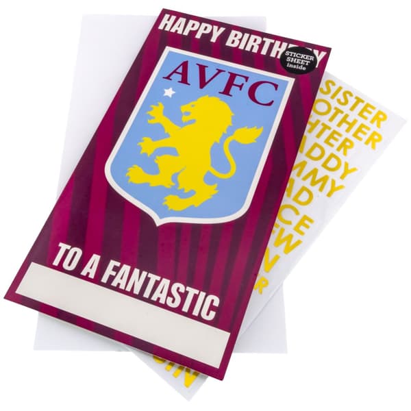 Aston Villa FC Customisable Birthday Card Claret/Blue One Size