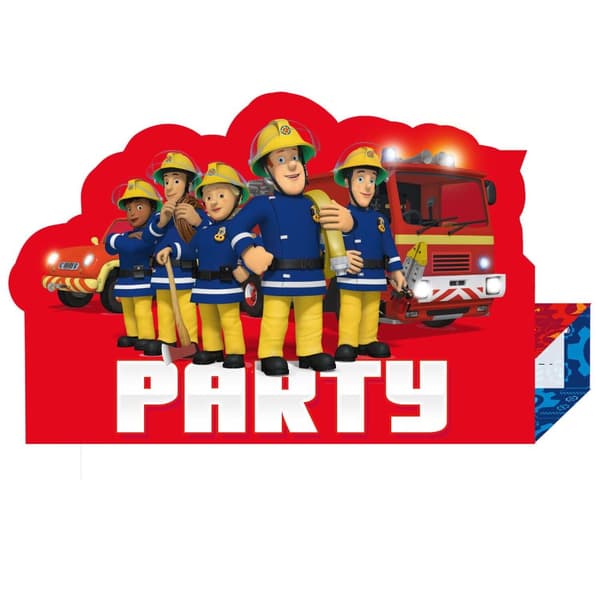 Fireman Sam Bröllopsinbjudan (Förpackning med 8 st) Red/Blue/White One Size