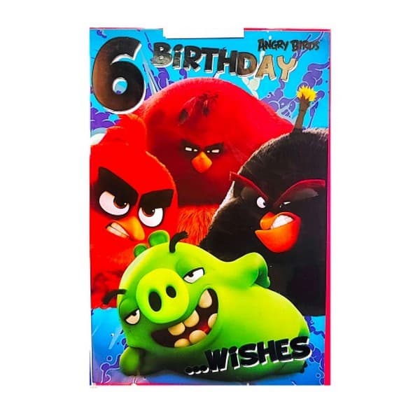 Angry Birds Grattis på 6-årsdagen Tecken Gratulationskort