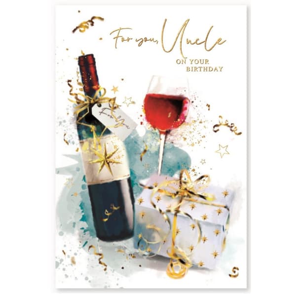 Simon Elvin For You Uncle Greetings Card (Pack of 6) White/Gold/Red One Size