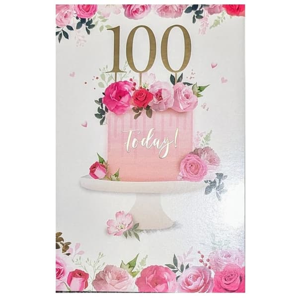 Simon Elvin Milestone 100th Birthday Greetings Card (Pack of 6) White/Pink One Size