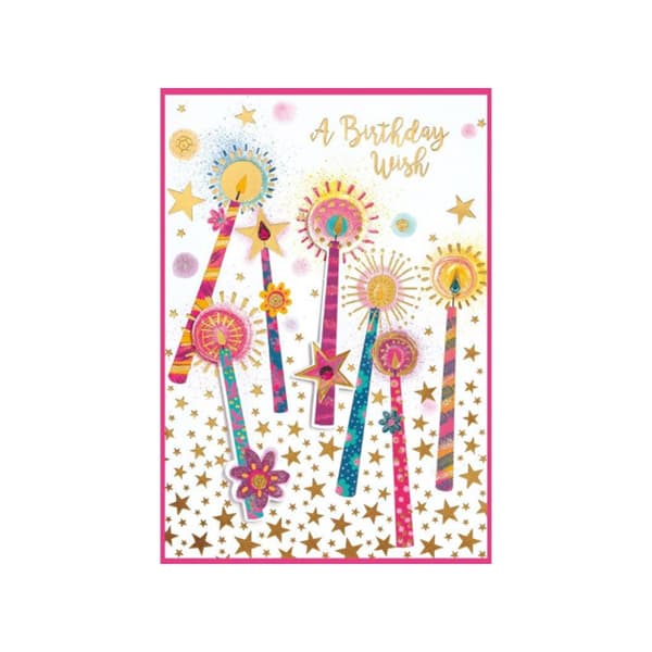 Simon Elvin A Birthday Wish Stars Greetings Card (Pack of 6) White/Pink/Gold One Size