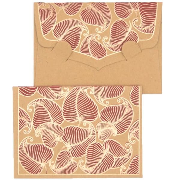 PAPERTREE NATURE Paket med 5 Mini Kuvert Meddelande + kort 8,5x6cm Kraft/Bordeaux