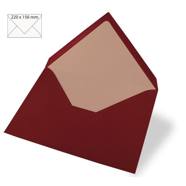 Kuvert för A5-kort Bordeaux 220x156mm 5 stycken