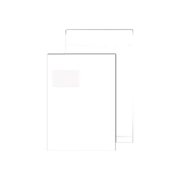 MAILmedia International C4 expanderbar försändelsepåse (229 x 324 mm) självhäftande öppen ände 1 fönster vit förpackning med 100 st