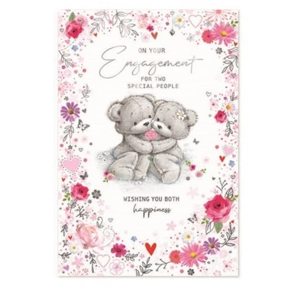 Simon Elvin On Your Engagement Cute Anniversary Greetings Card (Pack of 6) White/Red/Pink One Size