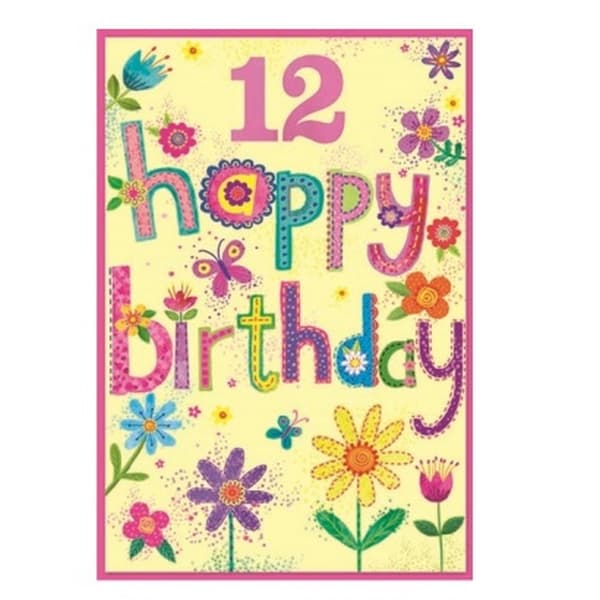Simon Elvin Flowers 12th Birthday Greetings Card (Pack of 6) Multicoloured One Size