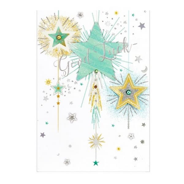 Simon Elvin Isabal Garden Lycka till Stjärnor Gratulationskort (Förpackning med 6 st) White/Green/Yellow One Size