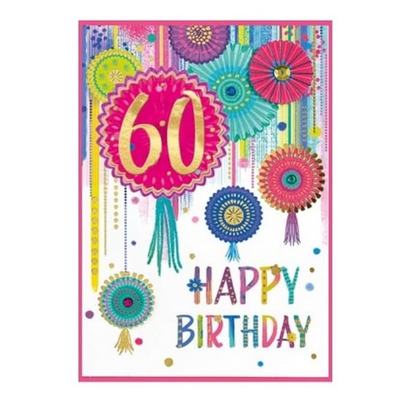 Simon Elvin Isabal Garden 60th Birthday Greetings Card (Pack of 6) Multicoloured One Size