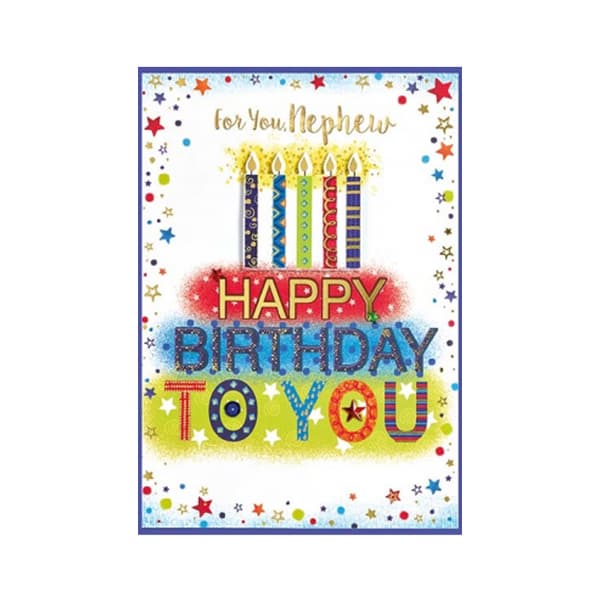 Simon Elvin For You Nephew Happy Birthday Greetings Card (Pack of 6) White/Multicoloured One Size