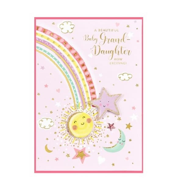 Simon Elvin Grand Daughter Rainbow Congratulations Greetings Card (Pack of 6) Pink/White One Size