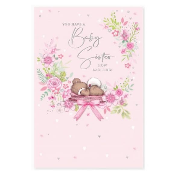 Simon Elvin You Have A Baby Sister Birthday Card (Pack of 6) Pink One Size