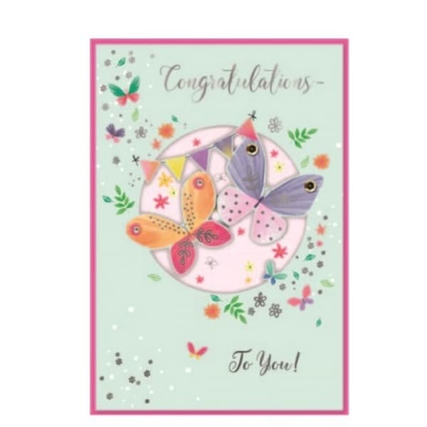 Simon Elvin Butterflies Congratulations Greetings Card (Pack of 6) Multicoloured One Size