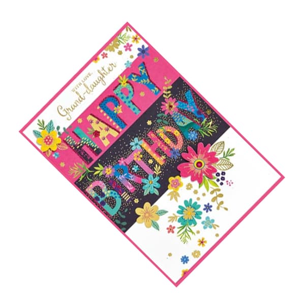 Simon Elvin Grand Daughter Flowers Happy Birthday Greetings Card (Pack of 6)