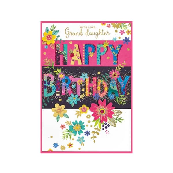 Simon Elvin Grand Daughter Flowers Happy Birthday Greetings Card (Pack of 6) Multicoloured One Size