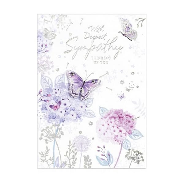Simon Elvin With Deepest Sympathy Greetings Card (Pack of 6) White/Purple/Silver One Size