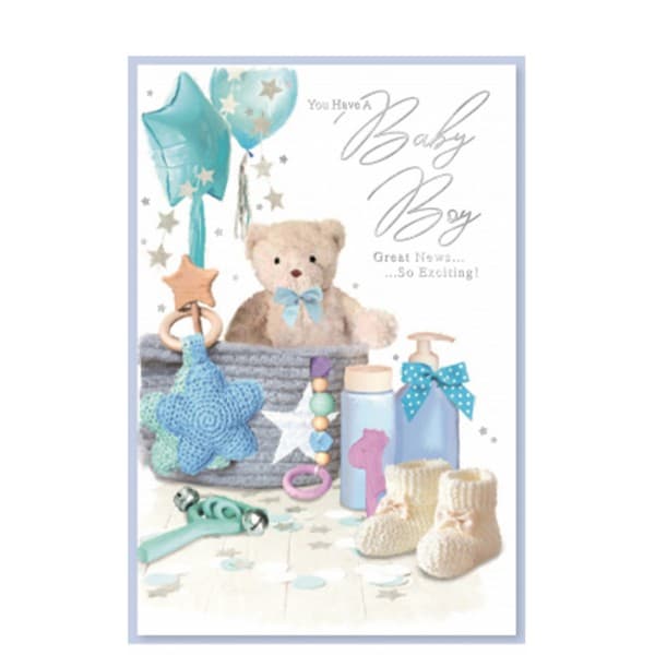 Simon Elvin You Have A Baby Boy Birthday Greetings Card (Pack of 6) White/Blue One Size