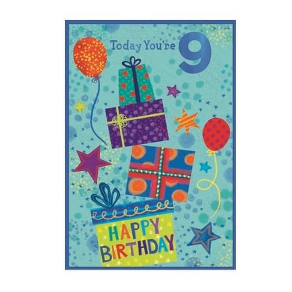 Simon Elvin Today You Are 9th Present Birthday Card (Pack of 6) Multicoloured One Size