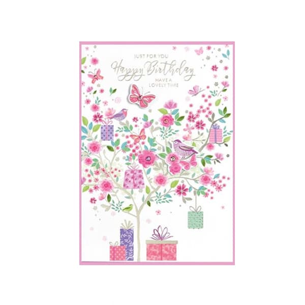 Simon Elvin Just For You Happy Birthday Greetings Card (Pack of 6) White/Pink/Green One Size