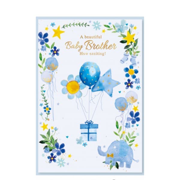 Simon Elvin A Beautiful Baby Brother Birthday Greetings Card (Pack of 6) Blue/Yellow/Green One Size